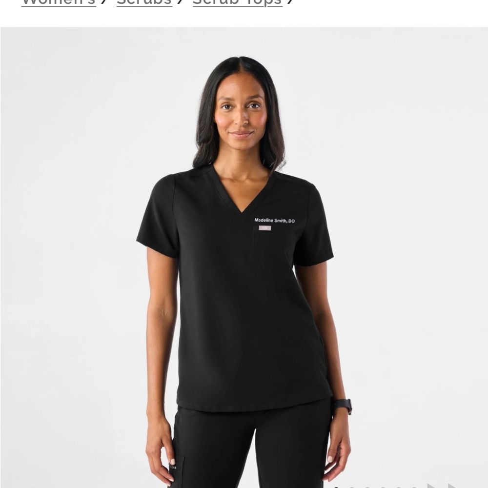 Figs Black Women's V-Neck Scrub Top